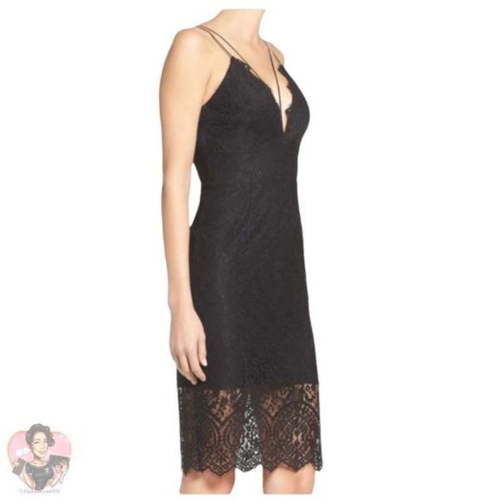 Bardot Women's Sleeveless Laced Floral Scallop Strappy Black Midi Dress Size 4 - Picture 4 of 14